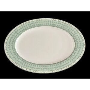 Fitz & Floyd Monterey 17" Oval Serving Platter‎ Green Indonesia Excellent